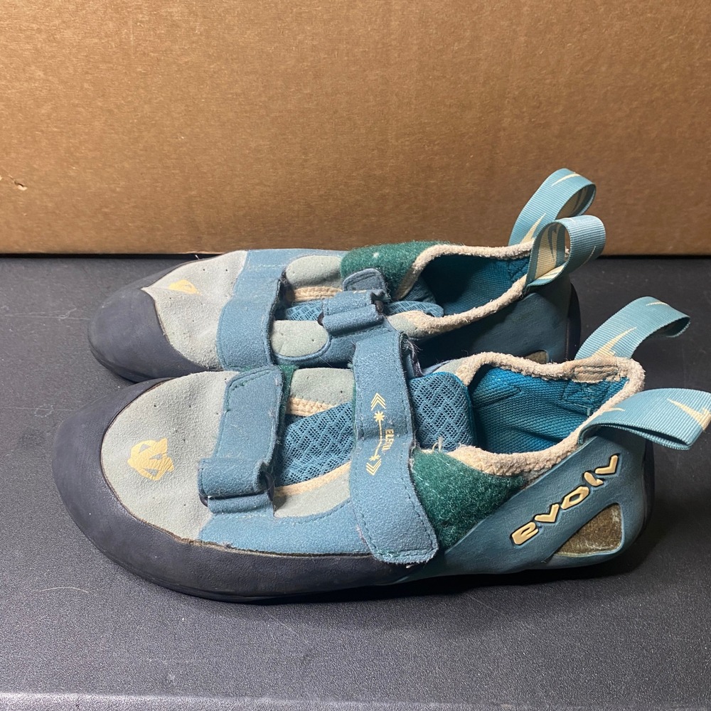 Evolv Elektra Climbing Shoes Blue Green Trax Rubber Womens 8.5 US 39.5 EUR